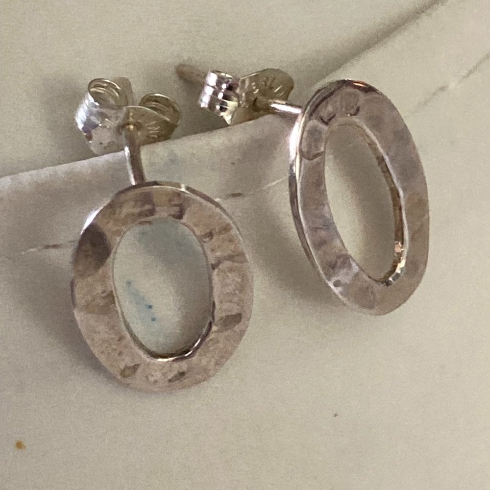 Cute little sterling silver hammered oval post earrings